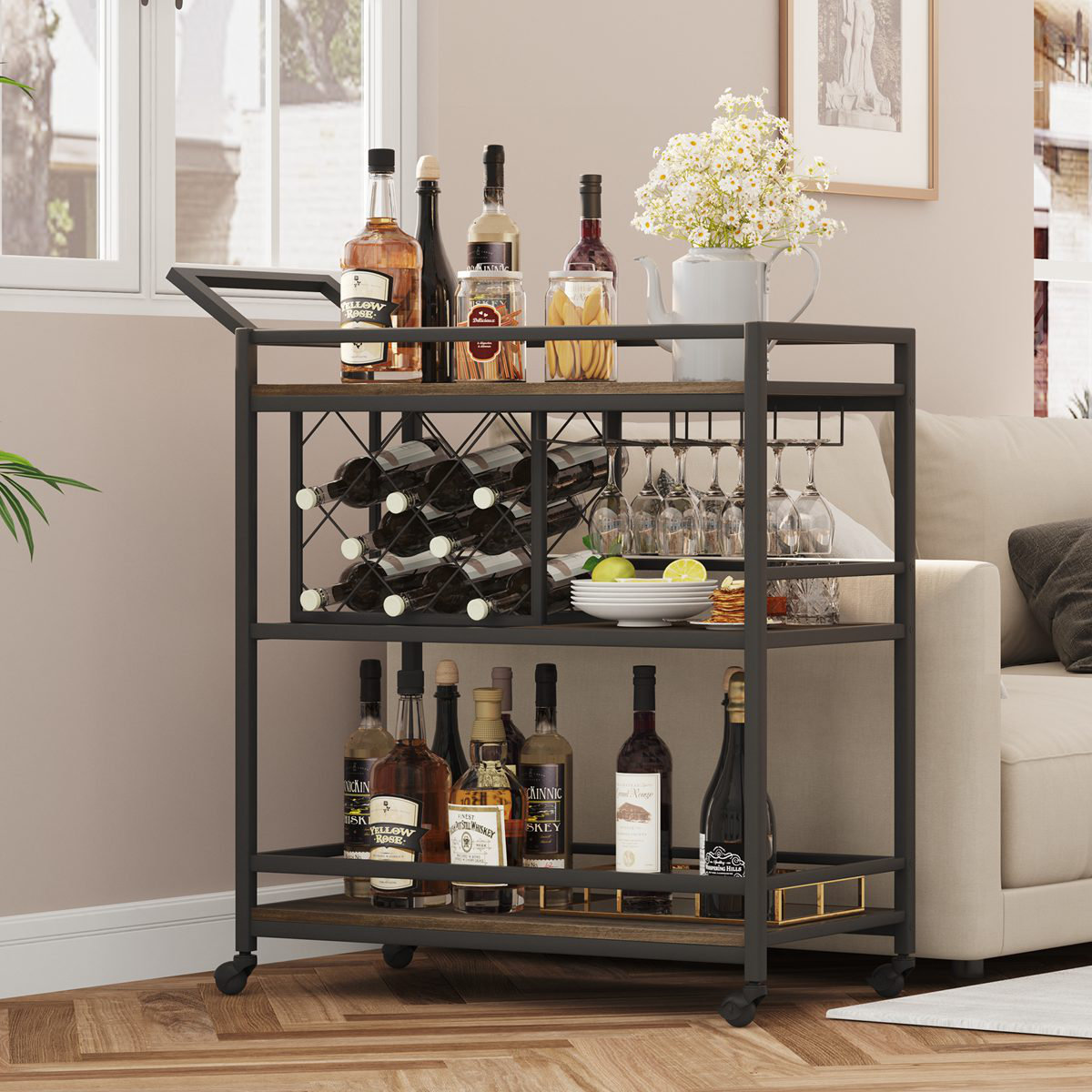 17 Stories Guinna Industrial Bar Cart & Reviews | Wayfair